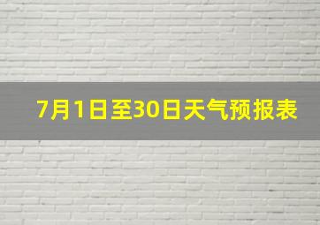 7月1日至30日天气预报表