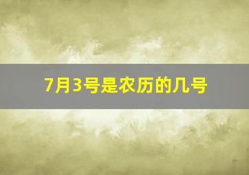 7月3号是农历的几号