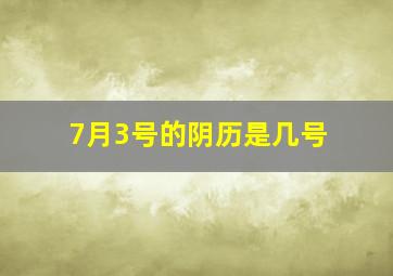 7月3号的阴历是几号