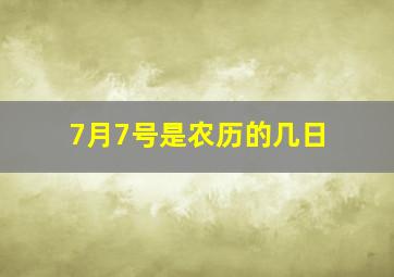 7月7号是农历的几日