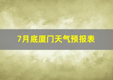 7月底厦门天气预报表