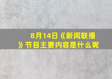 8月14日《新闻联播》节目主要内容是什么呢