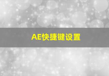 AE快捷键设置