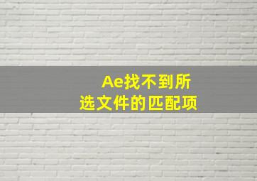 Ae找不到所选文件的匹配项