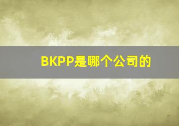 BKPP是哪个公司的