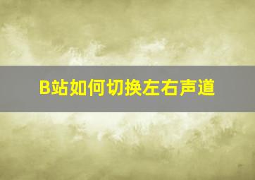 B站如何切换左右声道