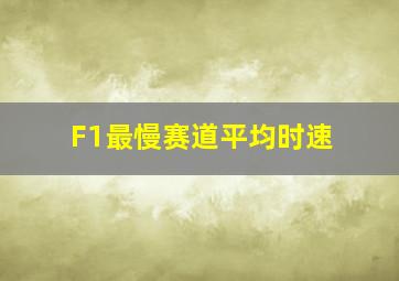 F1最慢赛道平均时速