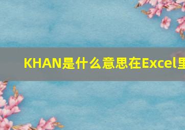 KHAN是什么意思在Excel里