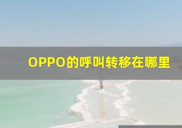 OPPO的呼叫转移在哪里