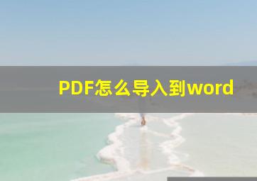 PDF怎么导入到word