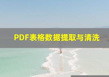 PDF表格数据提取与清洗