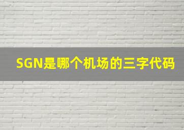 SGN是哪个机场的三字代码