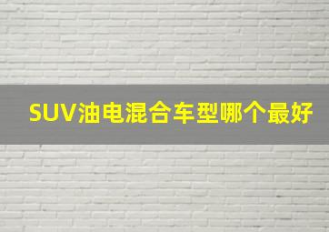 SUV油电混合车型哪个最好