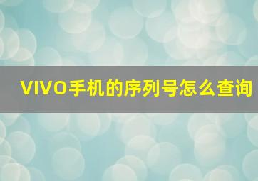 VIVO手机的序列号怎么查询