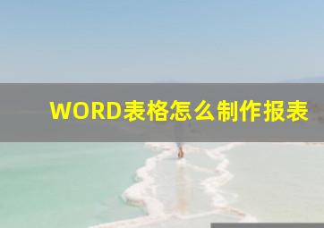 WORD表格怎么制作报表