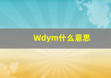 Wdym什么意思