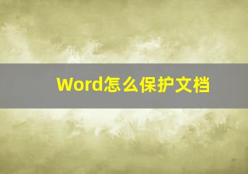 Word怎么保护文档