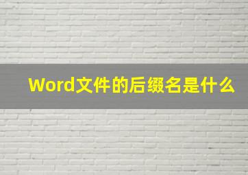 Word文件的后缀名是什么