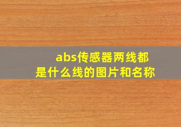 abs传感器两线都是什么线的图片和名称