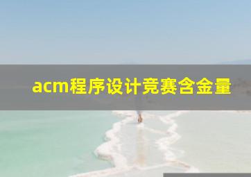 acm程序设计竞赛含金量