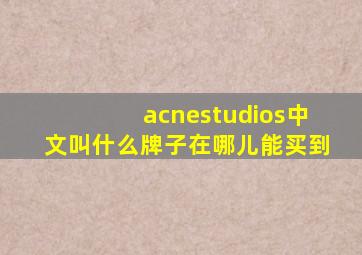 acnestudios中文叫什么牌子在哪儿能买到