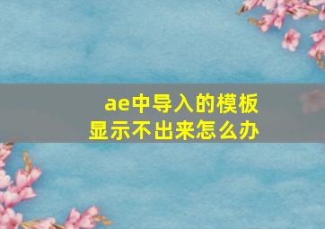 ae中导入的模板显示不出来怎么办