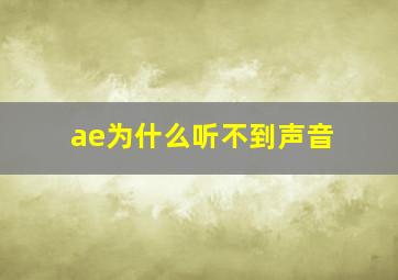 ae为什么听不到声音