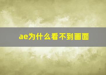 ae为什么看不到画面