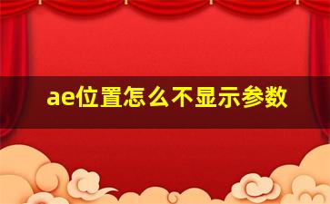 ae位置怎么不显示参数