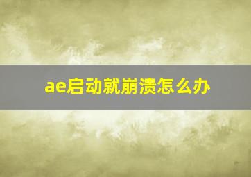 ae启动就崩溃怎么办