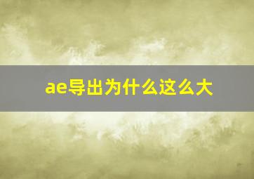 ae导出为什么这么大