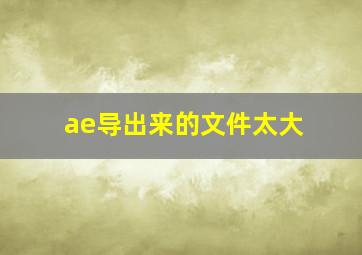 ae导出来的文件太大