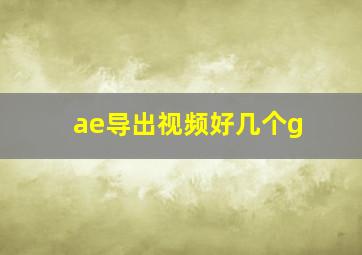 ae导出视频好几个g