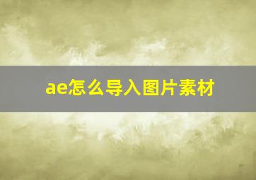 ae怎么导入图片素材