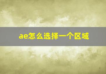 ae怎么选择一个区域