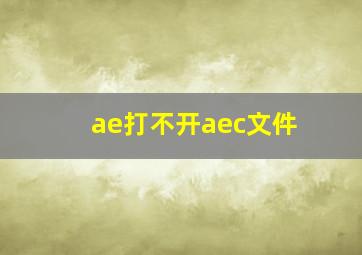 ae打不开aec文件