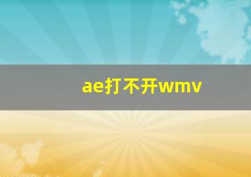 ae打不开wmv