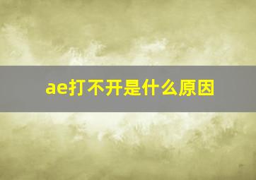 ae打不开是什么原因