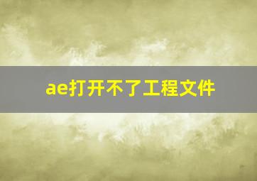 ae打开不了工程文件