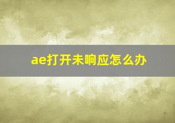 ae打开未响应怎么办