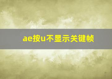 ae按u不显示关键帧