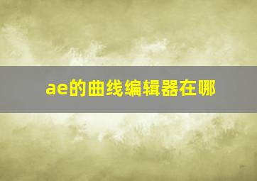 ae的曲线编辑器在哪