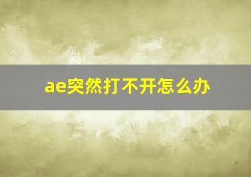 ae突然打不开怎么办