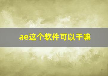 ae这个软件可以干嘛