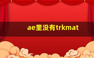 ae里没有trkmat