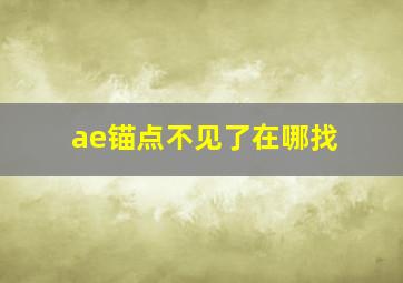 ae锚点不见了在哪找