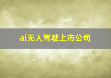 ai无人驾驶上市公司