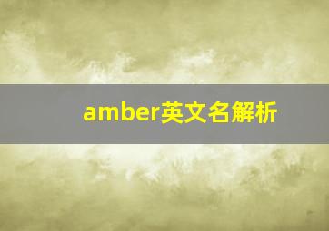 amber英文名解析