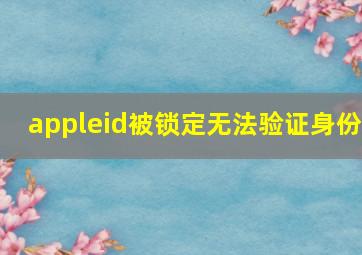 appleid被锁定无法验证身份