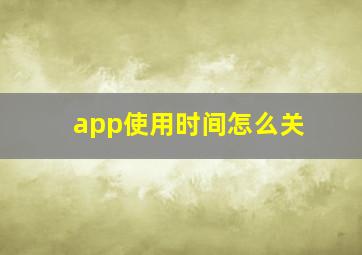 app使用时间怎么关